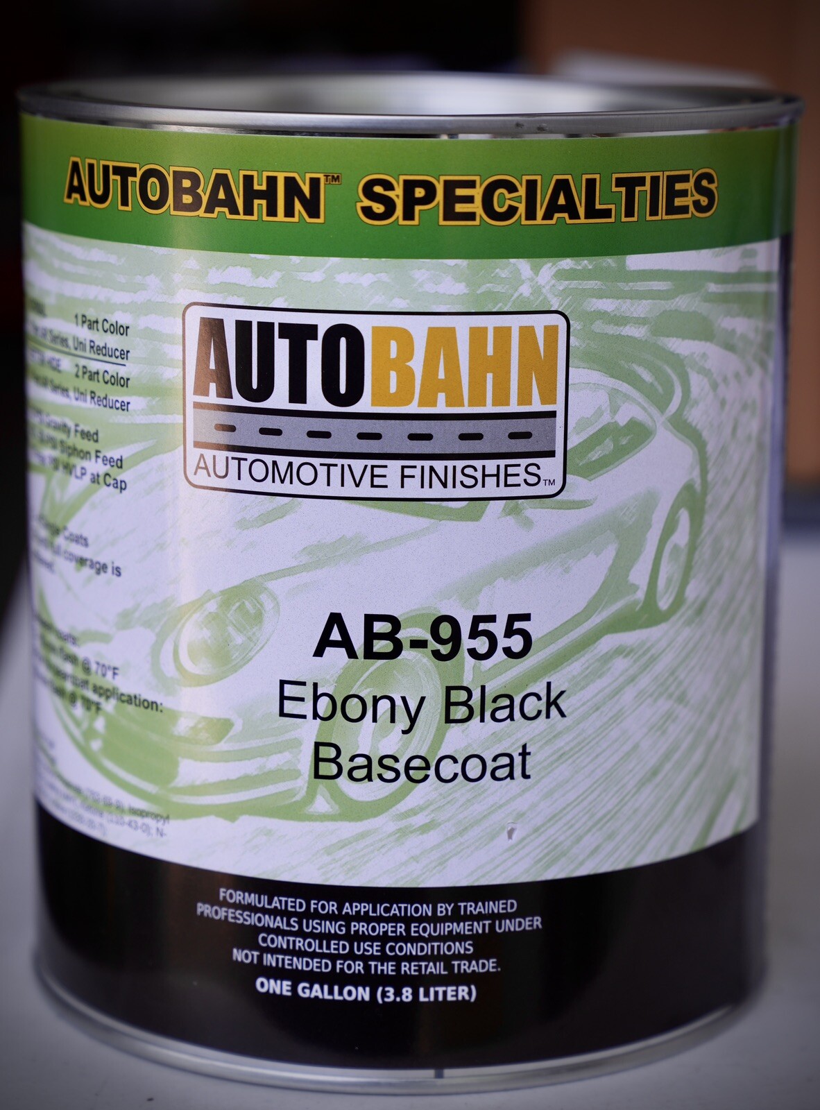 Autobahn EBONY BLACK BaseCoat AB-955 GALLON Size Auto Paint GM WA 8555 High Teck