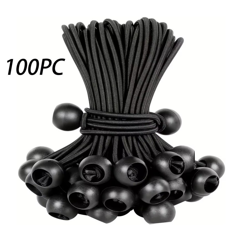 6" Ball Bungee Bungie Cord 100Pcs Black Heavy Duty Canopy Tarp Tie Downs * / \
