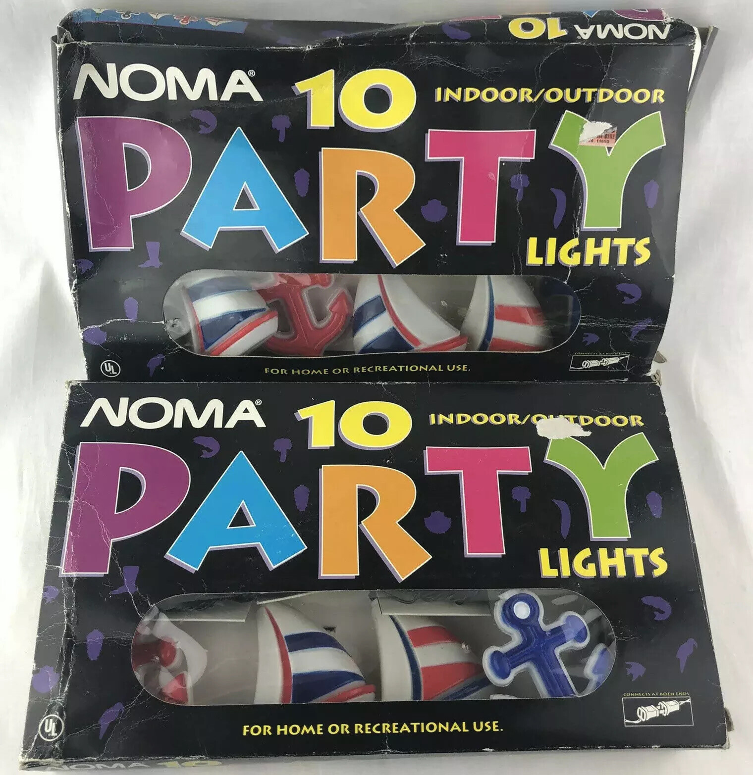 NOMA String Lights Sailboat Anchor 2 Sets Nautical Red Blue Camper RV Vintage