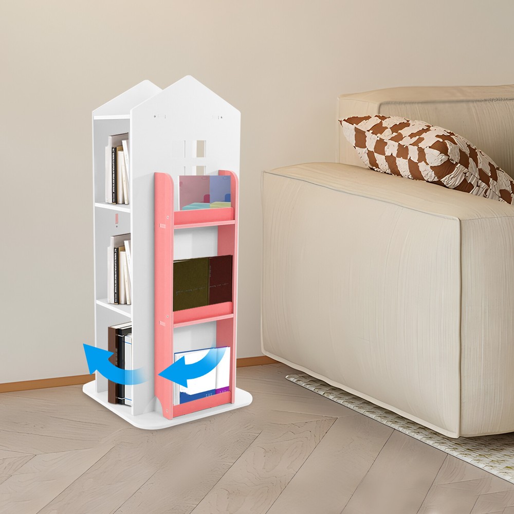 4-Tier Rotating Bookshelf with 360° Access - Sturdy Storage Solution