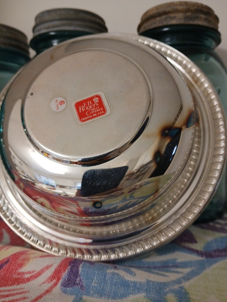 F.B. Rogers Silver Company BOWL 6.75" Decorated Rim X 1.5" High Branded Pre-2000