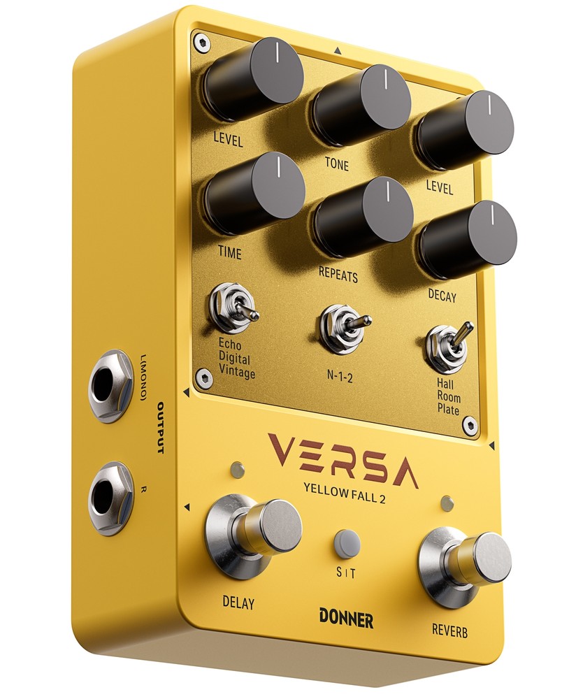 Donner Yellow Fall II Effect Pedal Delay & Reverb Combo Effect 2X2 Output /Input
