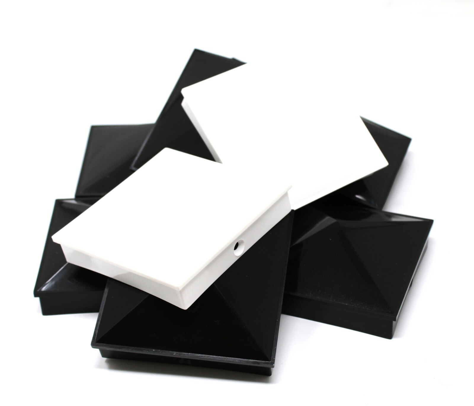 Plastic Pyramid 4x4 True (100mm) Fence Post Cap w/ Pre-Drilled Hole Black/ White