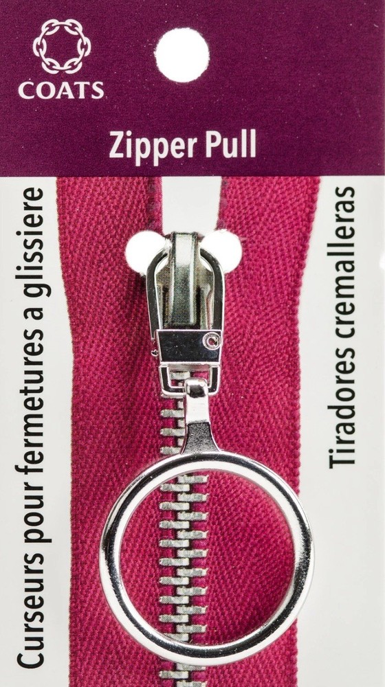 Coats Zipper Pull-Silver 1" Ring F11-602SI