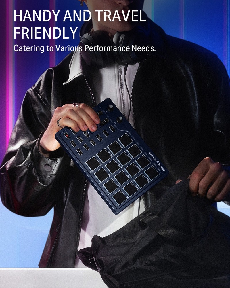 Donner STARRYPAD Drum Machine 16 Beat Pads USB MIDI Controller Blue