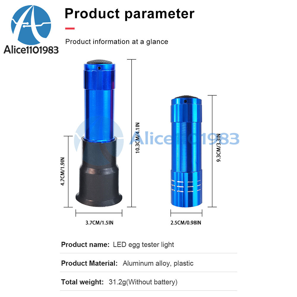 LED Egg Tester Cold Light Incubation Flashlight Check Breeding Egg Detector Lamp