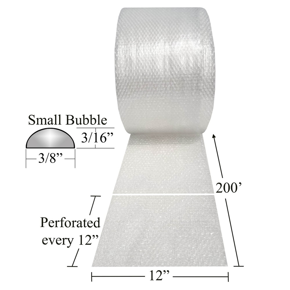 UBMOVE Small Bubble Roll 12" Wide Bubble Roll 175' Long With Perforated Sheets