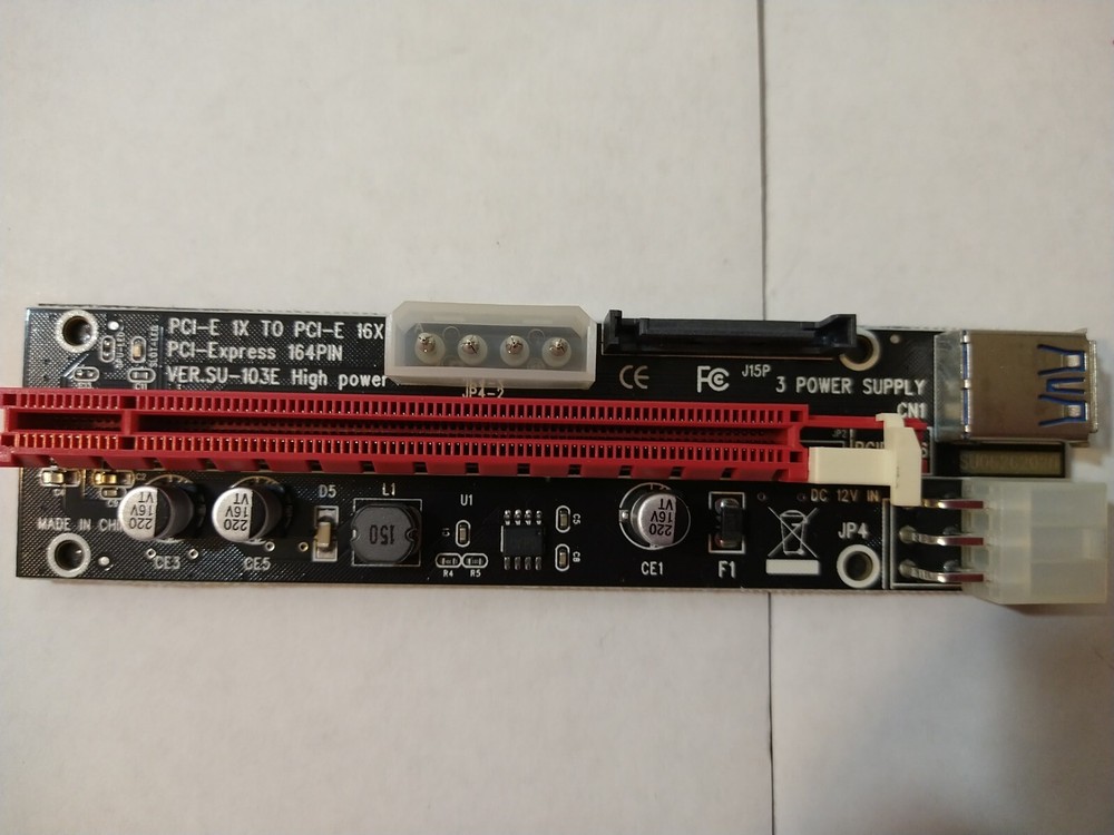 Ubit Latest PCI-E GPU Riser Express Cable 16X to 1X (6pin / MOLEX/SATA)