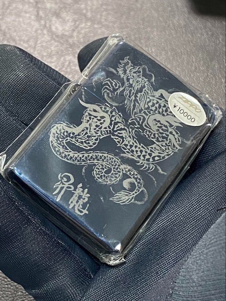 Zippo Rising Dragon Blue Titanium One Sided Processing Lighter Regular Japan