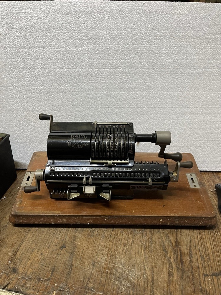 Vintage The Rapid Computer Co Adding Machine with Original Box, 1800s