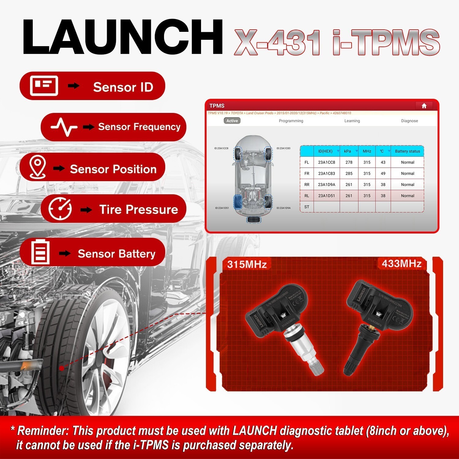 Launch X431 i-TPMS Tire Pressure Detector Handheld Terminator for X-431 scanner*