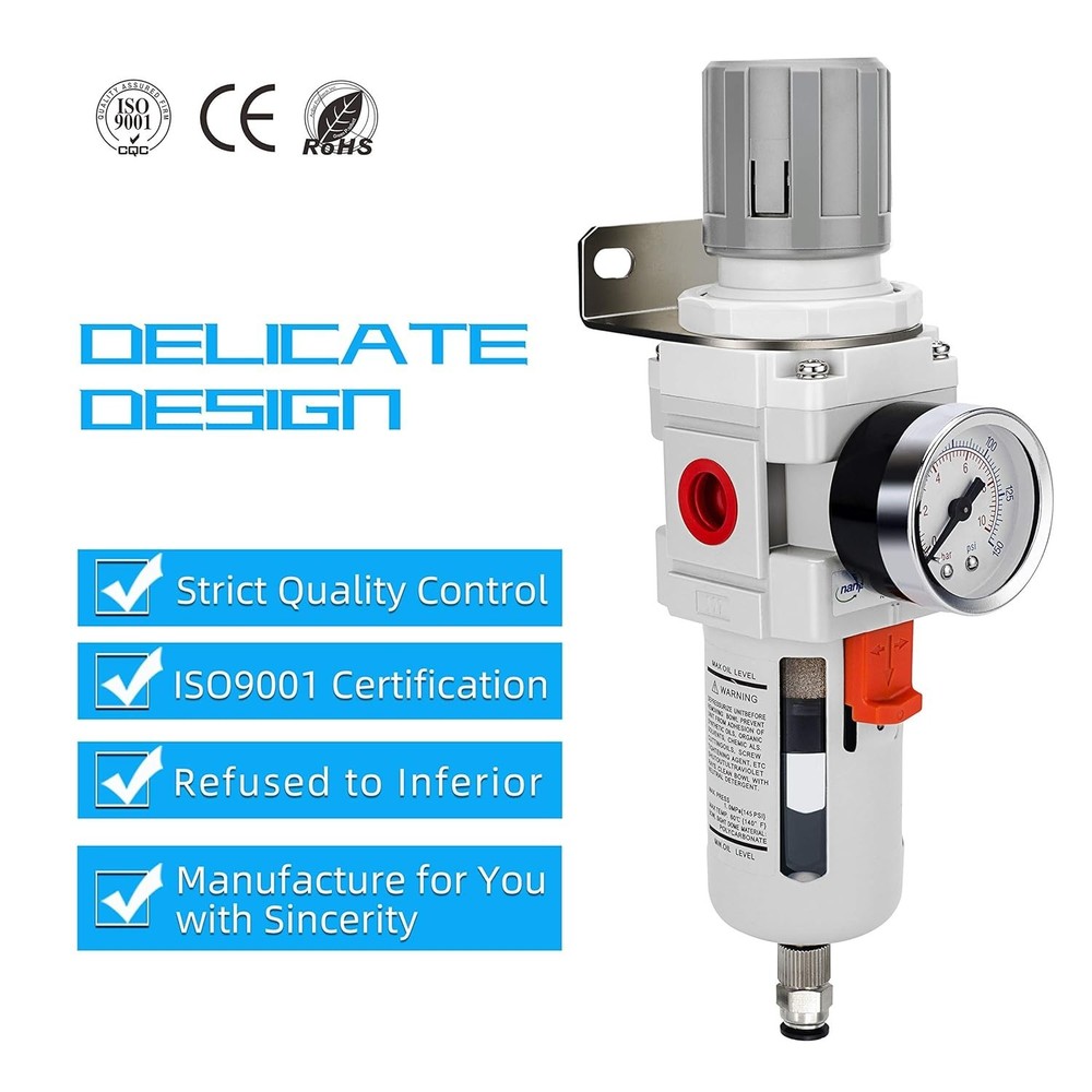 3/4" NPT Compressed Air Filter & Regulator Combo