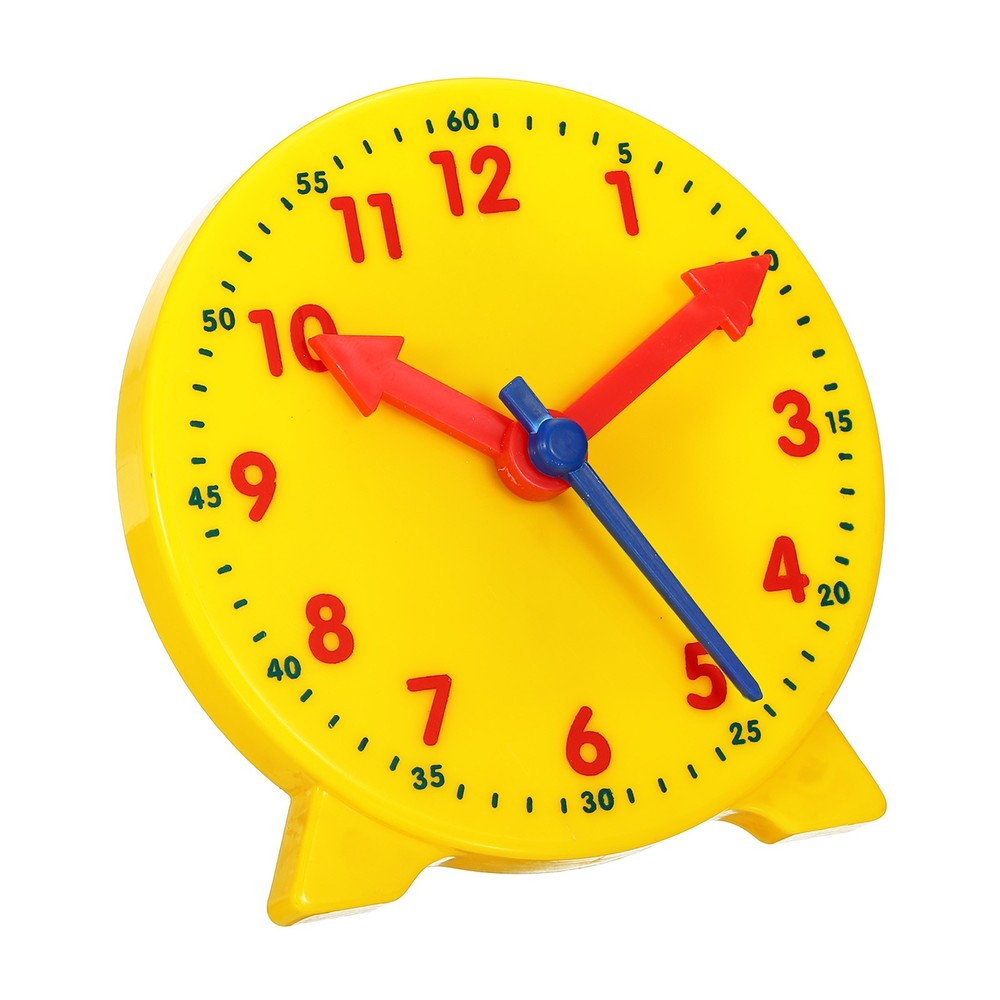 4" Teaching Clock, 12 Hours 3 Movement Indicators Oriented for, Yellow