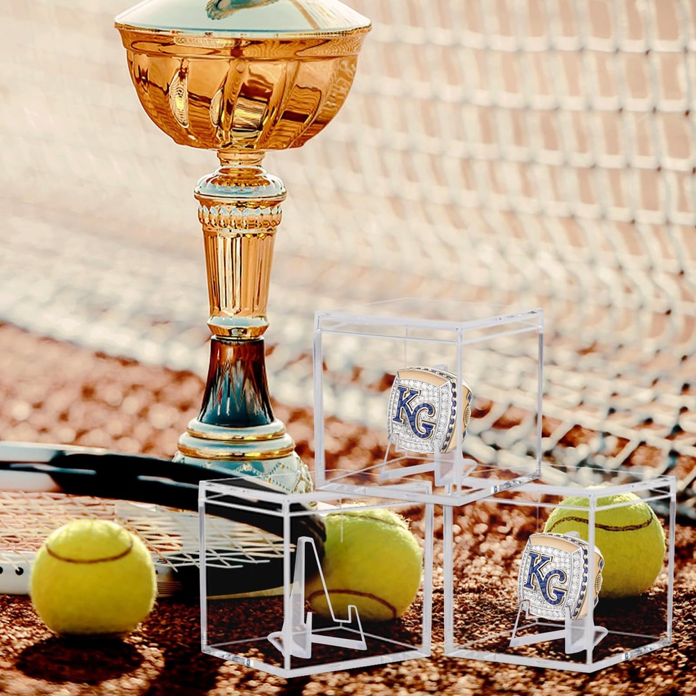 20 Pack Championship Ring Display Case Clear Acrylic 20 Pack, 20