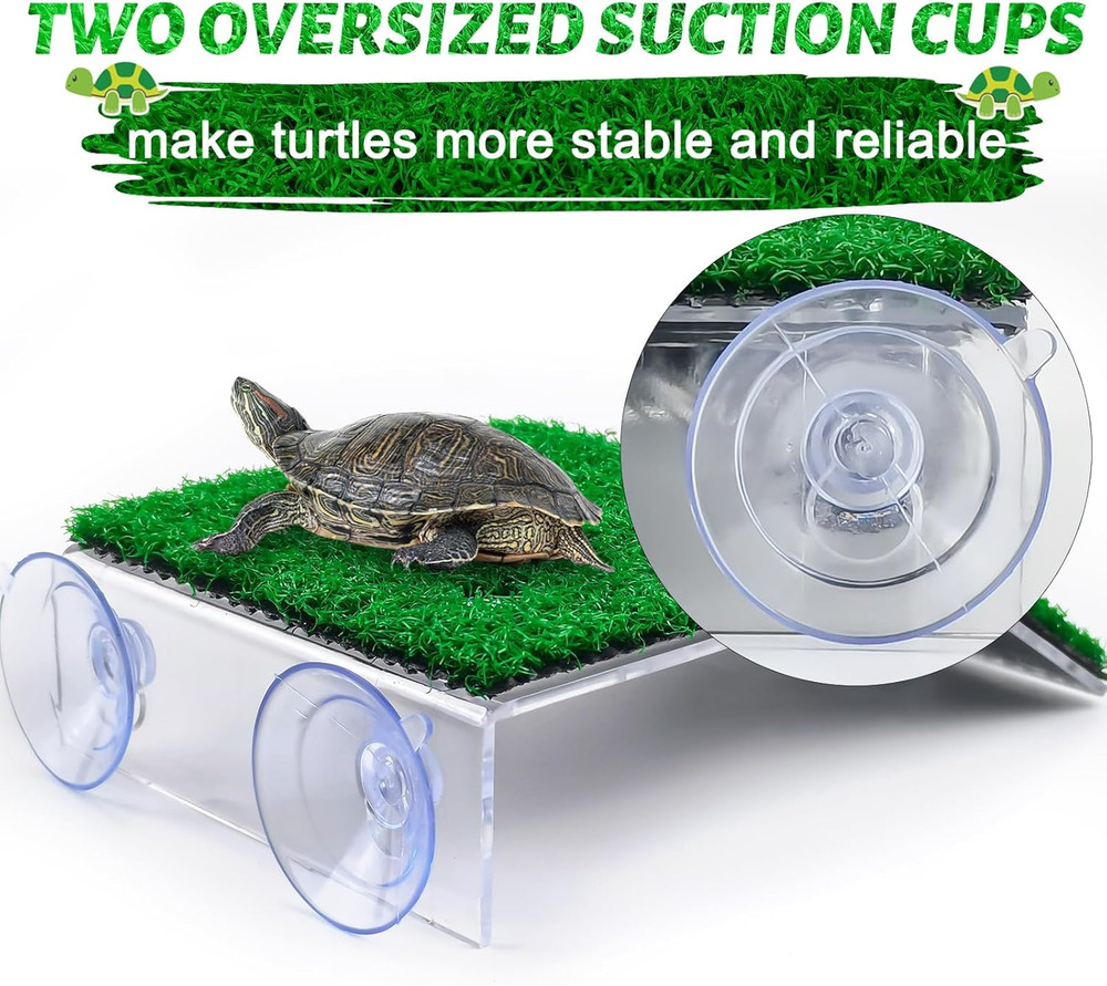 Keedolla Turtle Resting Basking Platform Simulation Grass Turtle Ramp, Lawn Tort