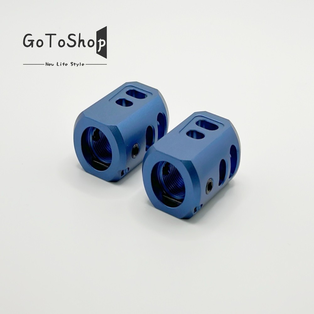 2 PACK BLUE Muzzle Brake Compensator 1/2''x28 TPI For 9mm