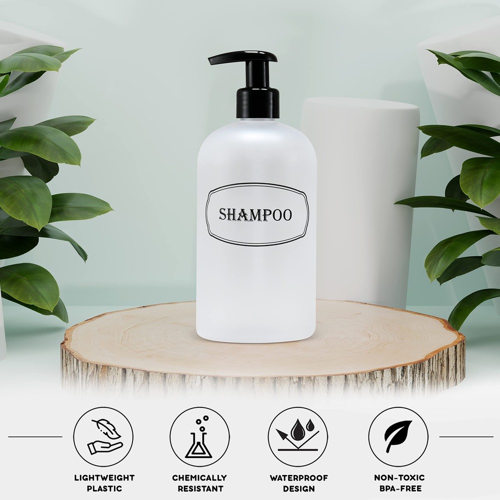 Bottiful Home-16 oz Shampoo and Conditioner Refillable Empty Plastic Pump Bot...