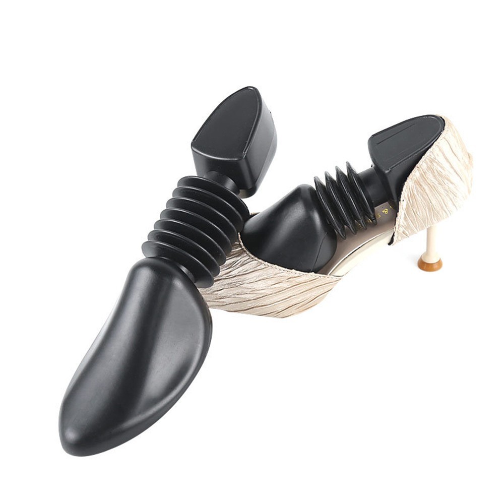 Black Adjustable Plastic Spring Shoe Tree Shaper Keeper Stretcher Women Men