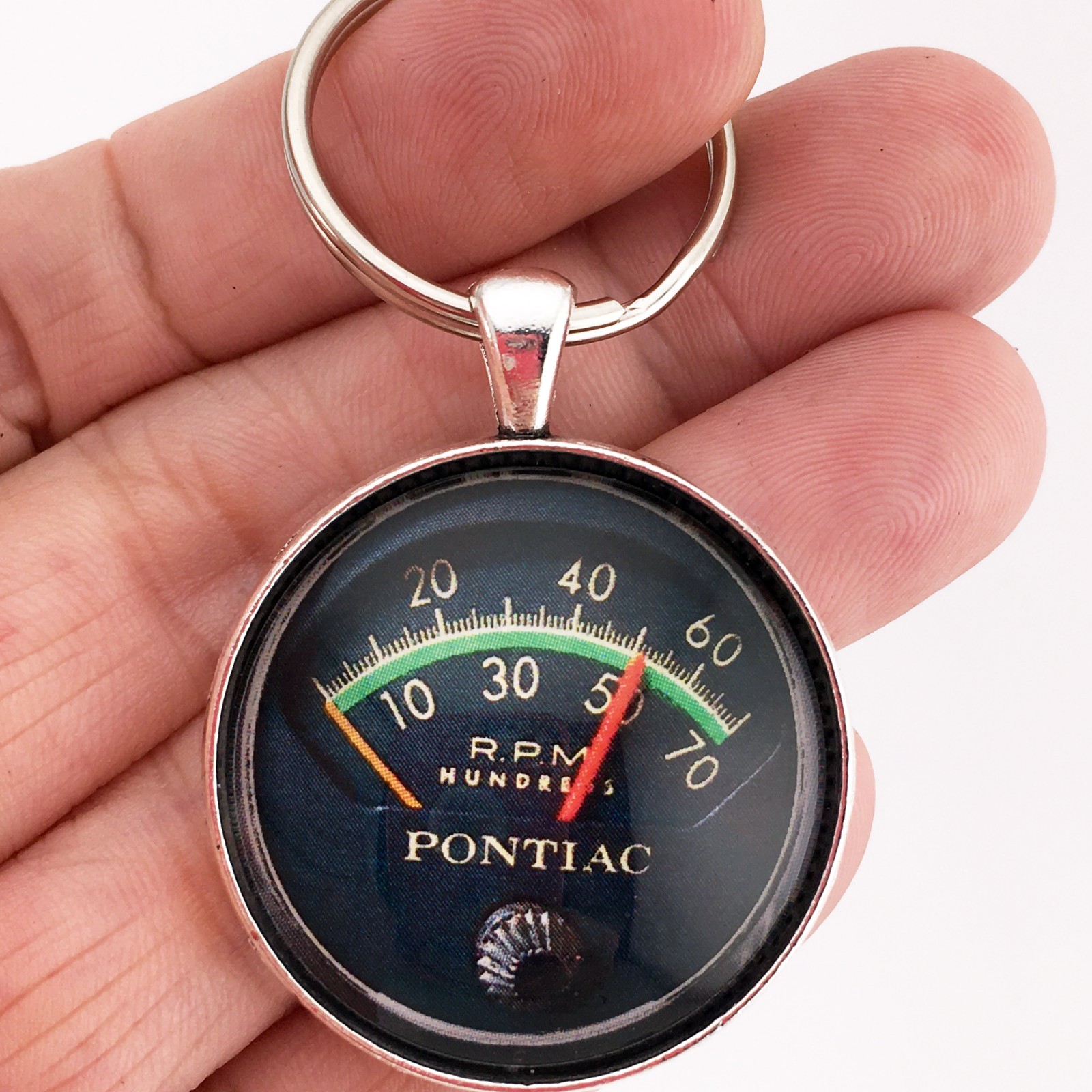 Vintage Pontiac 7,000 RPM Tachometer Gauge 1.2" Diameter Keychain