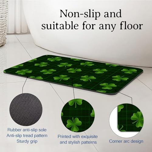 St. Patrick Day Bathroom Mat Quick St. Patrick Day Green Clover Checkered