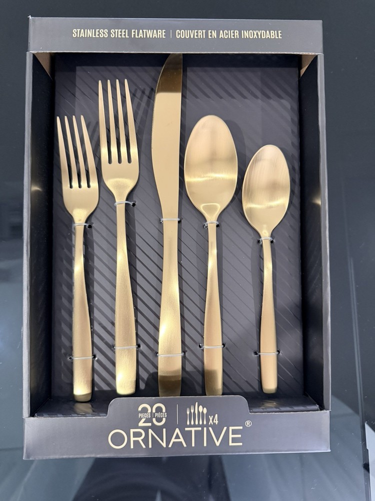 Ornative 20pcs Flatware Set, Gold