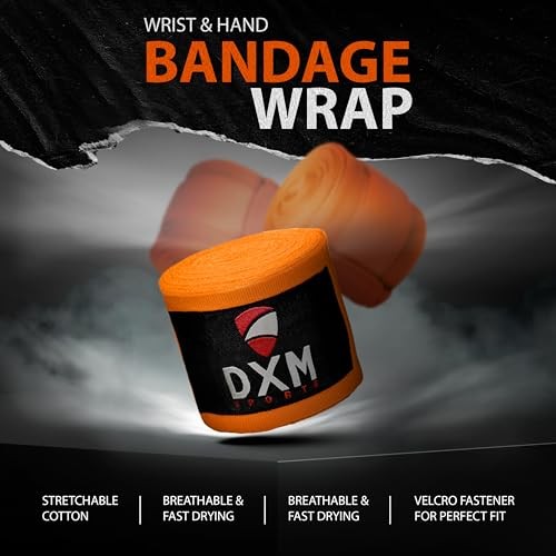 Boxing Hand Wraps Inner Gloves - 180 Inch Elasticated Thumb Loop Orange