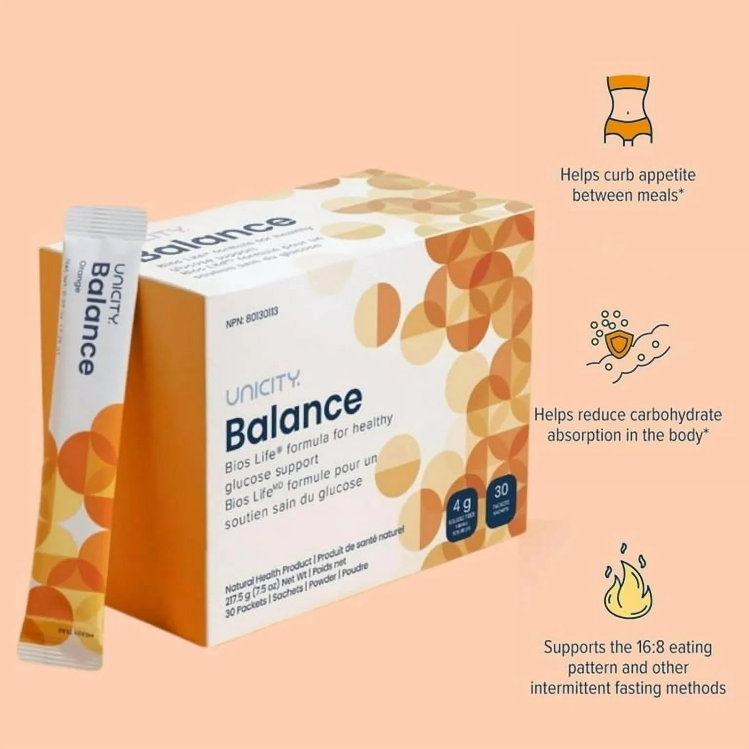 UNICITY Balance Cholesterol Support Drink Mix 30 Stick Pack (ORANGE) Fast ship