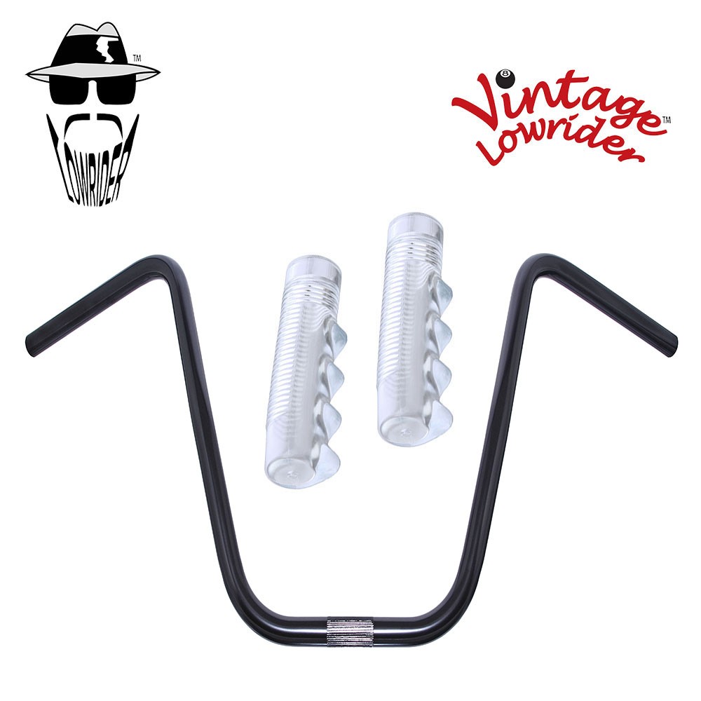 Original Lowrider 13" 22.2 D Handlebar Black 120mm Grips Solid/Clear