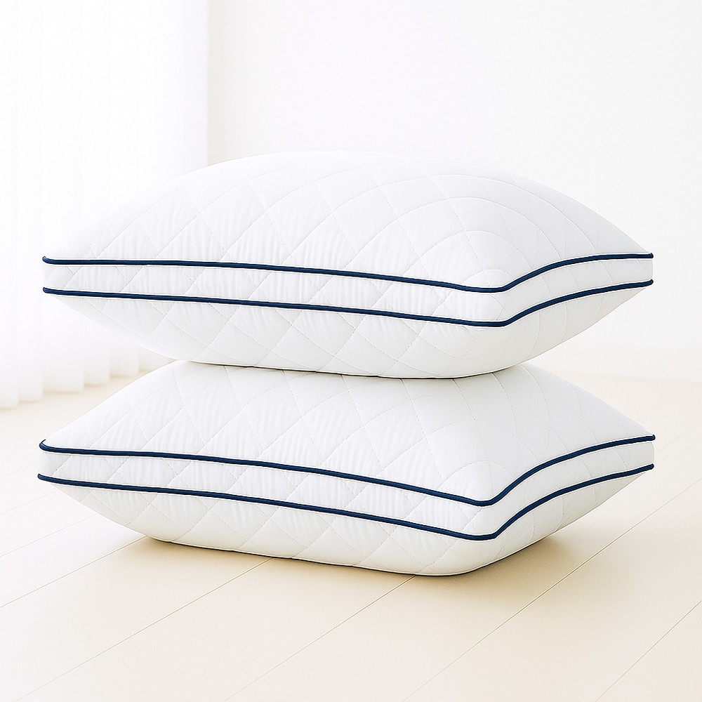 2 Pack Quilted Pillows Hotel Quality Bounce Back Deep Filled Pillow Soft Support