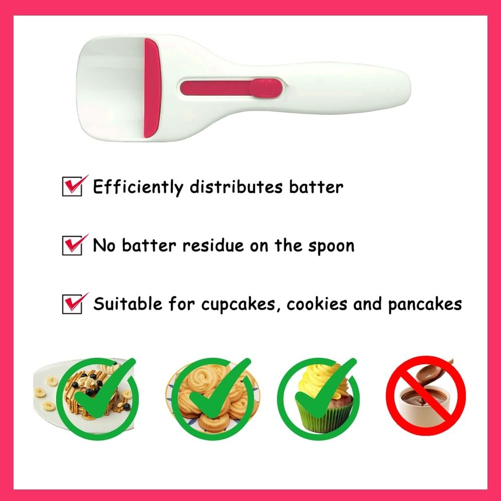 Cupcake Batter Dispenser Scoop with One-Touch Sliding Button - Professional C...