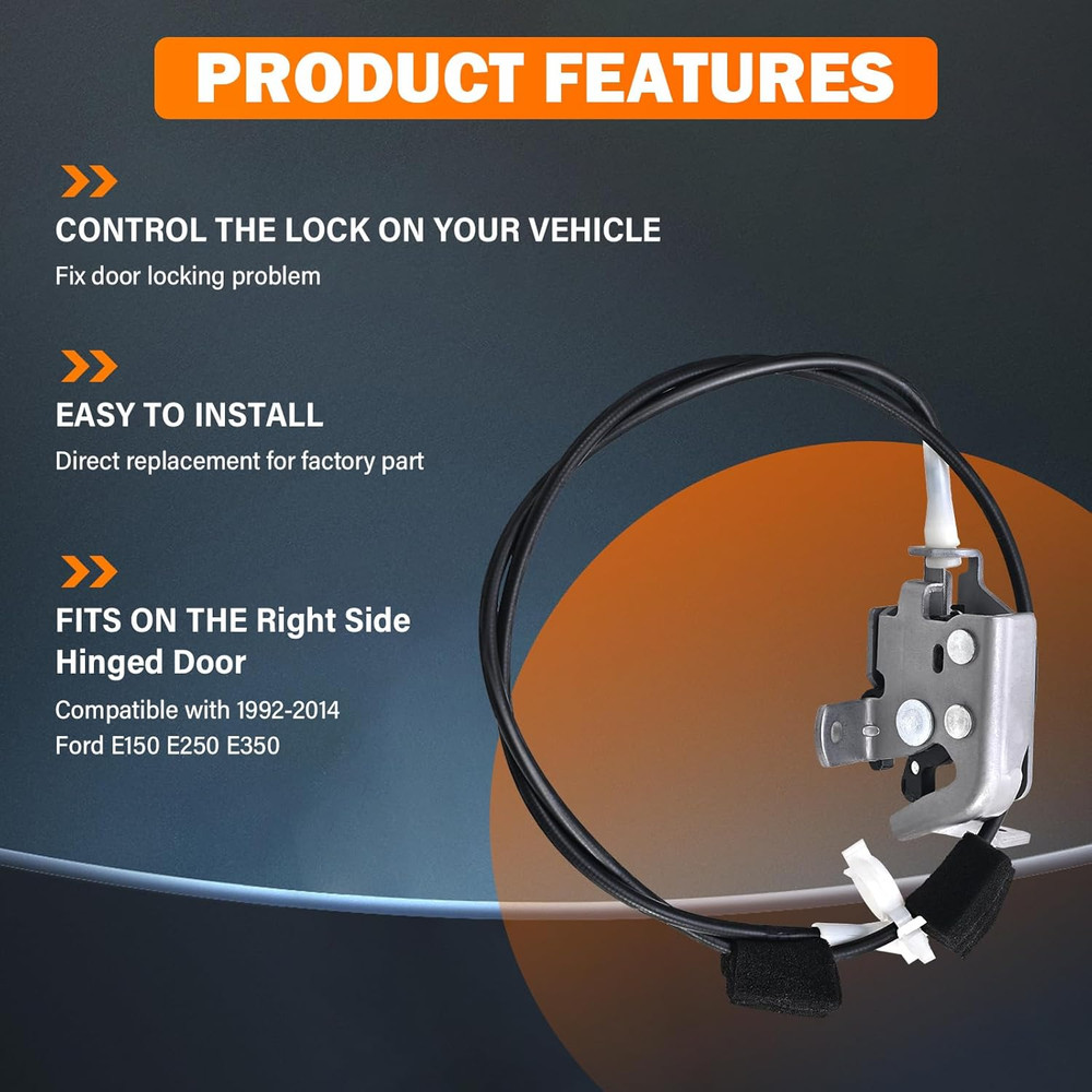 Side Door Latch Cable for 1992-2014 Ford E150 E250 E350 Econoline Van Passenger