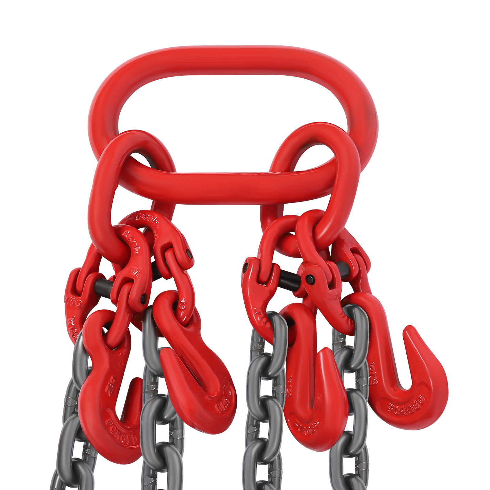 Chain Sling 4 Legs G80 Lifting Chain With Grab Hooks 22046.23lbs 3/8 in x 10ft