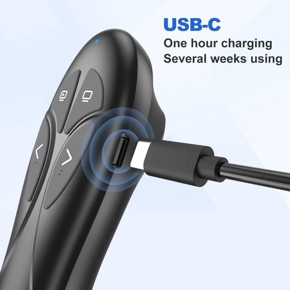 Presentation Clicker PowerPoint Wireless Presenter Remote: USB Type C Rechargeab