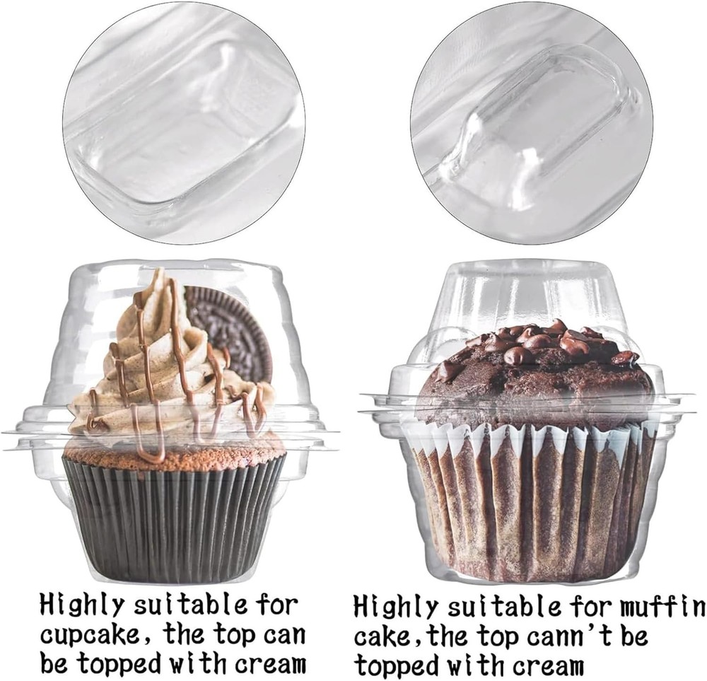 25 Pack Stackable Clear Plastic Cupcake Containers - Perfect for Parties