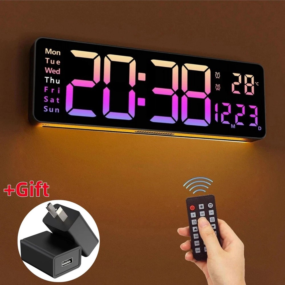 16inch Large Digital Wall Clock Large Display LED Wall Clock Timer with Plug US