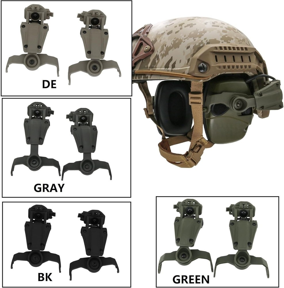 Tactical Helmet ARC Adapter - Foldable Headset Mount for Howard Leight Earmuffs