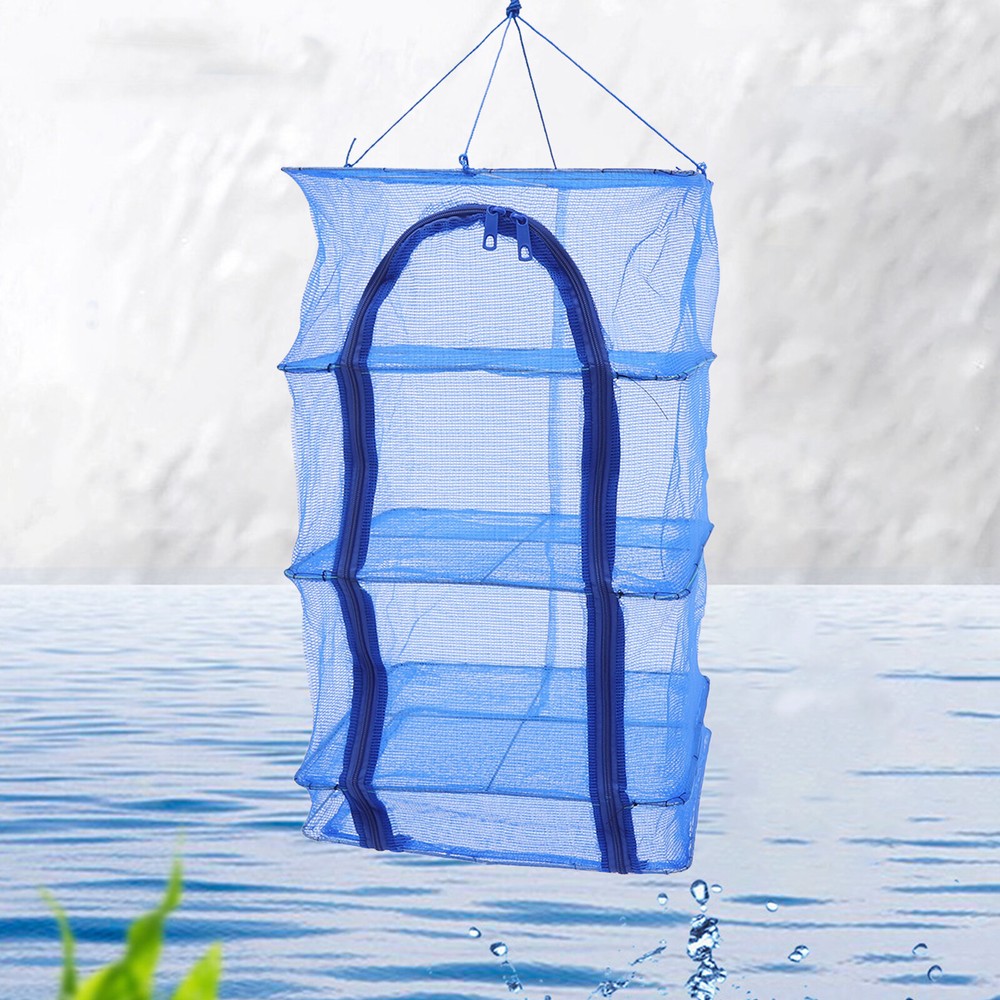 Space-Saving Wall Mounted Drying Rack, 4-Tier Folding Fish Mesh Dryer with