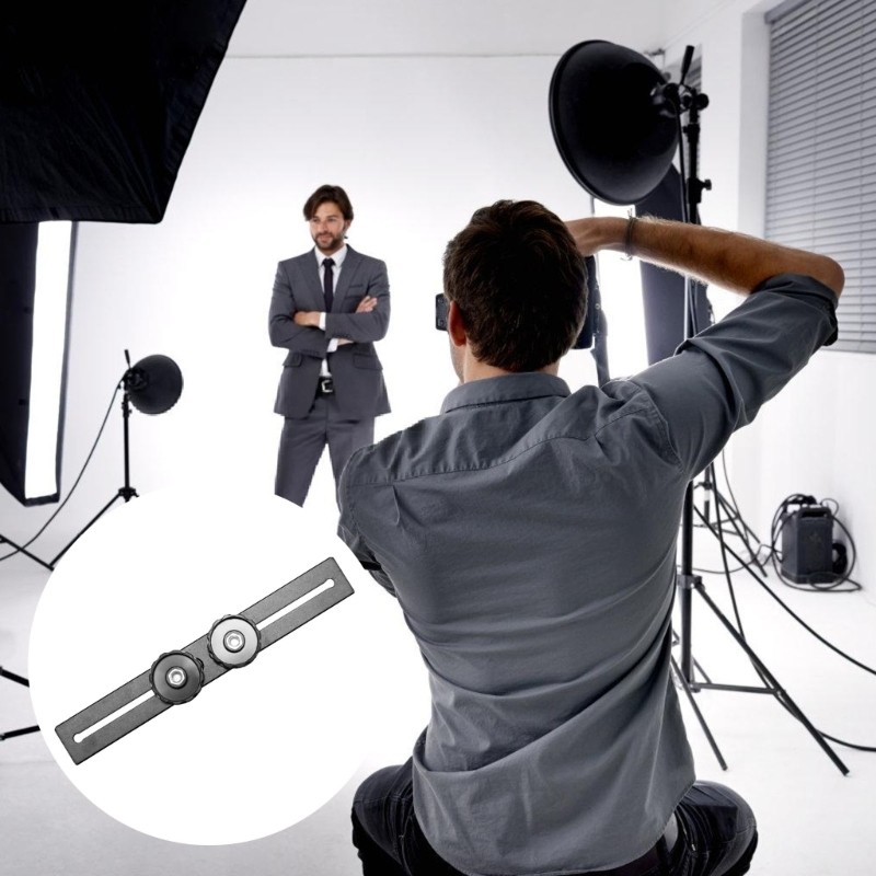 Double Flash Brackets 1/4in Screw Tripod Mount Bracket for DSLR Camera LED Light