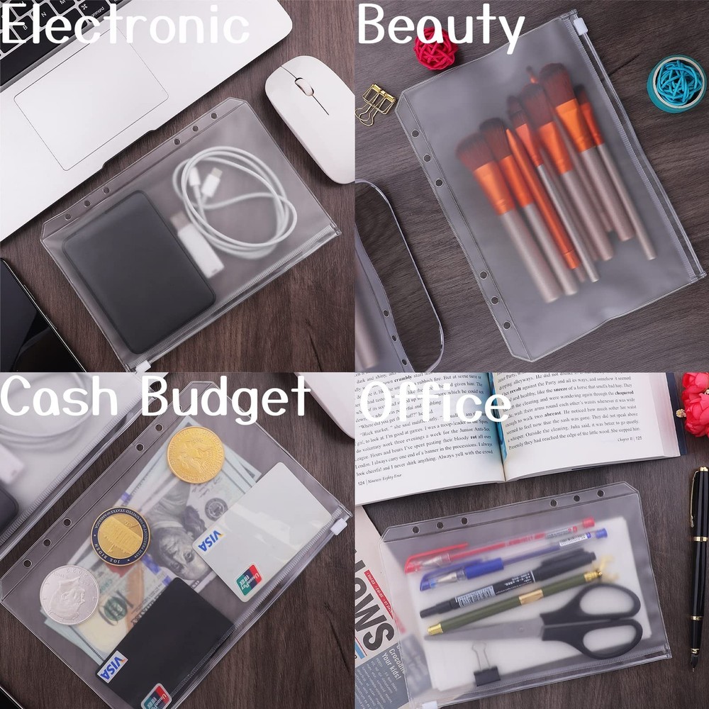 Antner 12 Pieces A5 Binder Pockets Bundle | A5 PU Leather Notebook Binder (Pi...