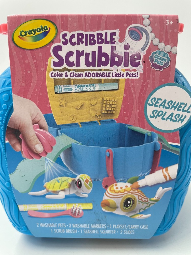 NEW Crayola Scribble Scrubbie Seashell Splash Set with 2 Pets + Case + More