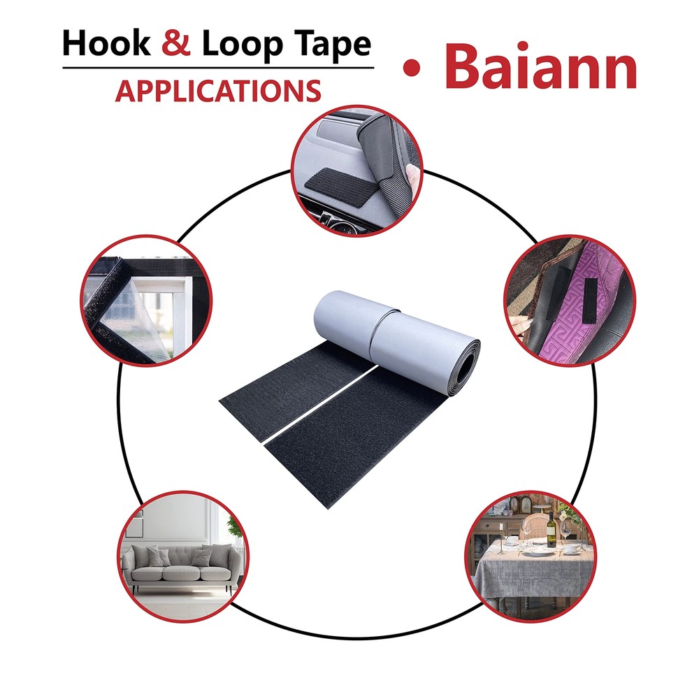 4 Inch Interlocking Tape Hook And Loop Self-Adhesive Strips Set With Sticky Glue