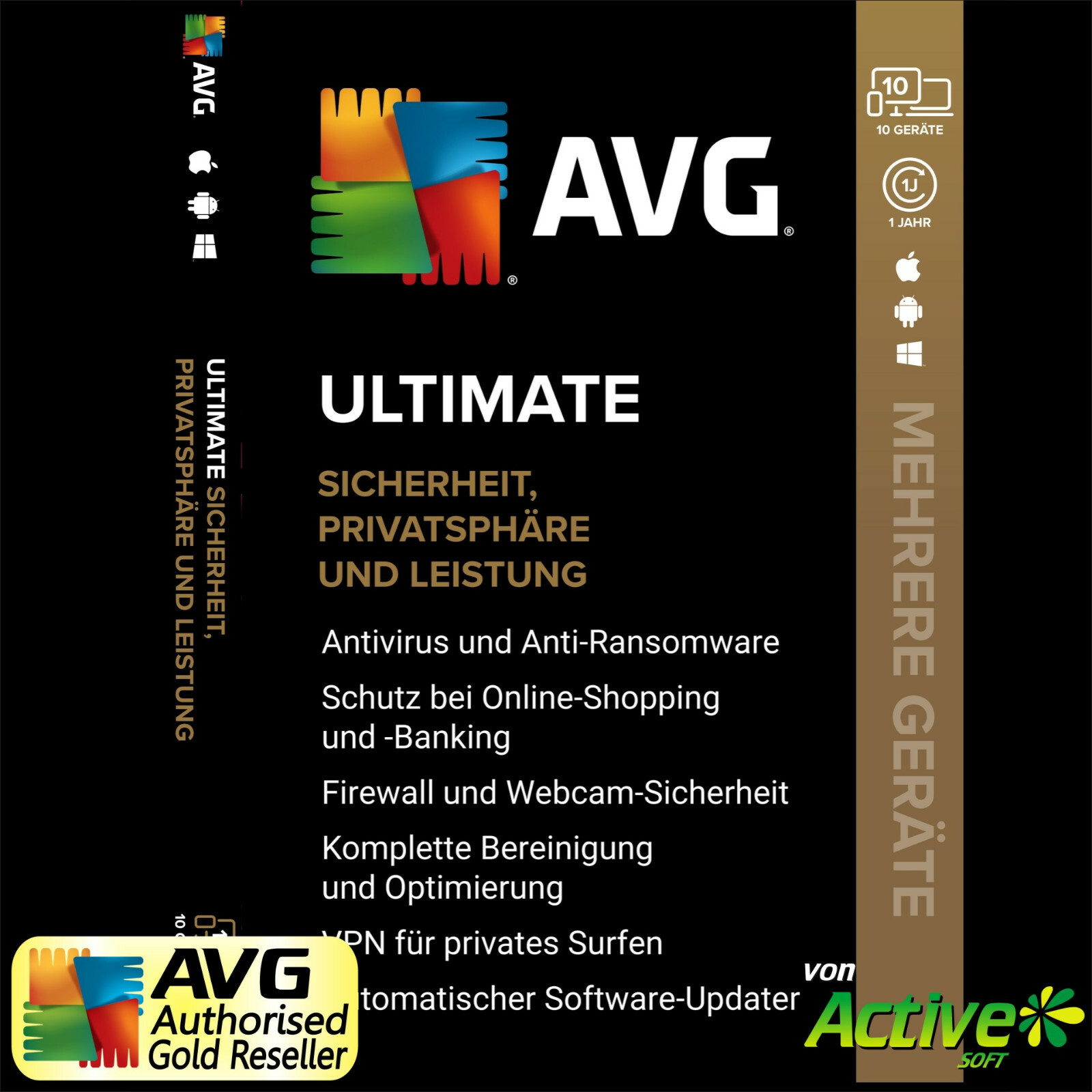 AVG ULTIMATE 2026 10 PC/Devices 1 Year | AntiVirus, Tuneup, VPN, Antitrack | DE
