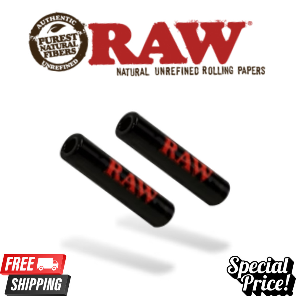 RAW Black Borosilicate Glass Rolling Tips | Slim Cigarette Filter Tips |