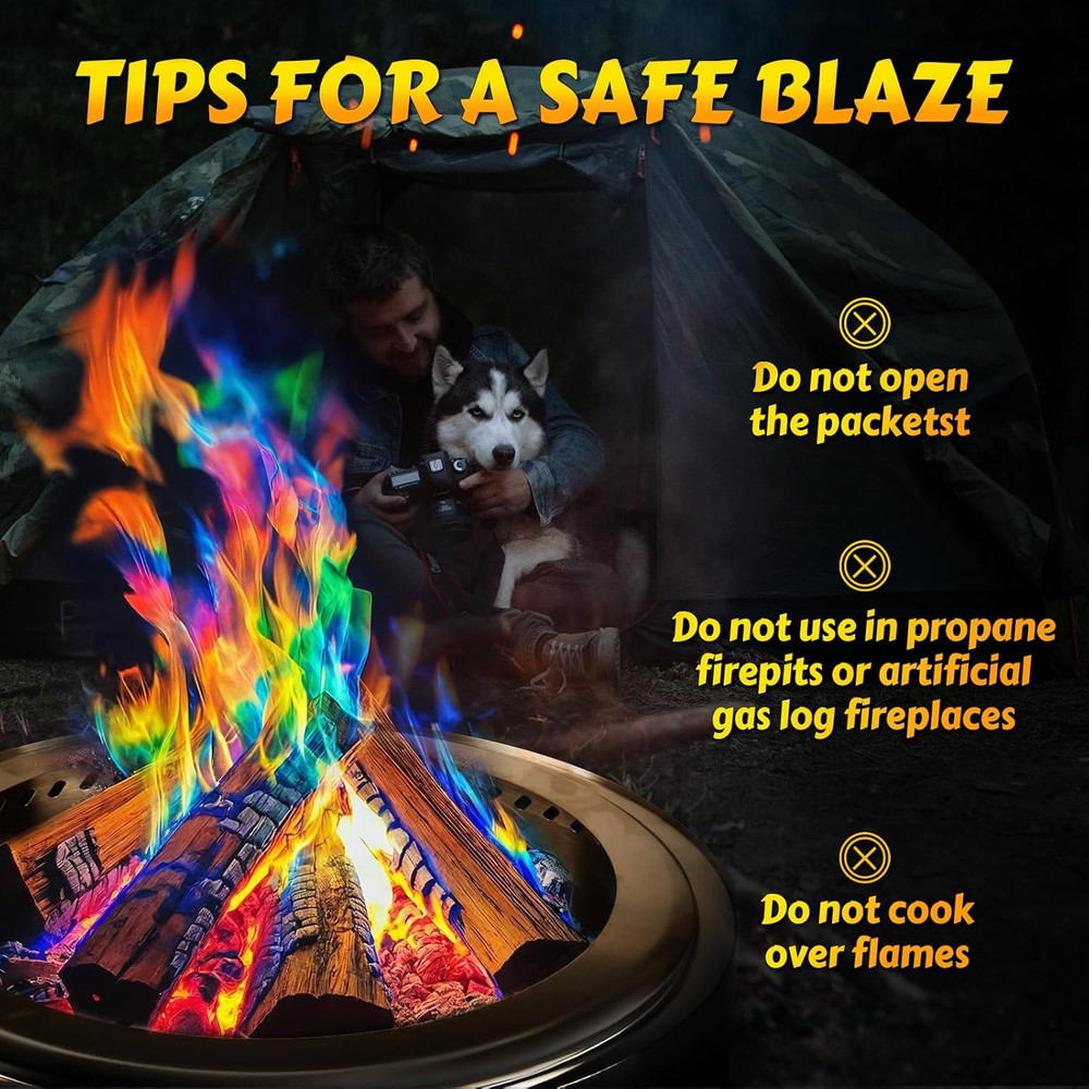 (6 Pack) Magic Campfire Fire Color Changing Packets for Fire Pit, Indoor/Outdoor