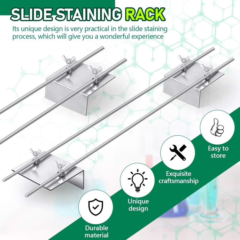 Yaocom Slide Staining Rack, Stainless Steel Microscope Adjustable...
