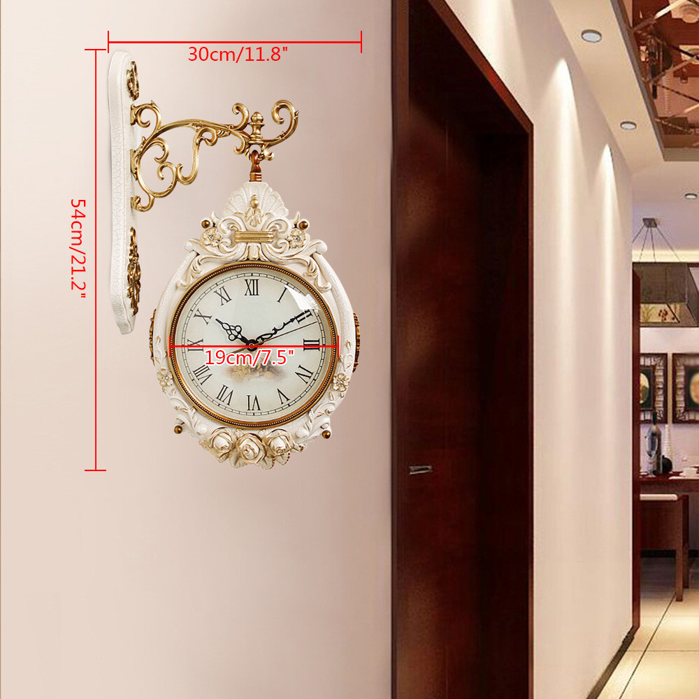 Double-Sided Wall Mounted Clock Accurate Pointer Clock Vintage Hanging Clock NEW