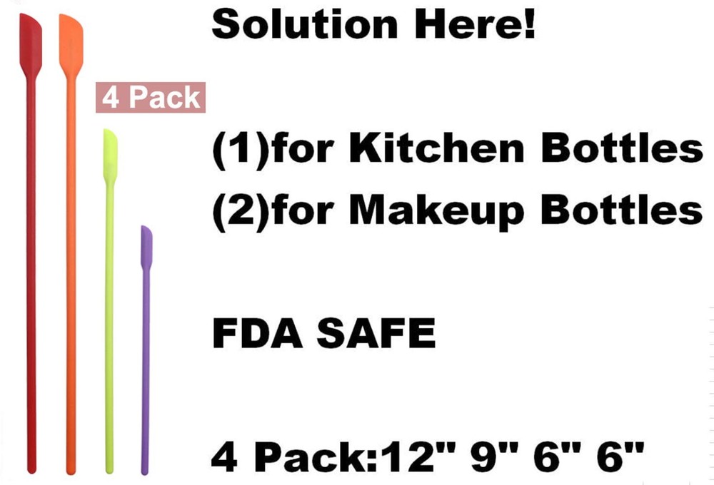 4pcs Mini Silicone Spatula Set Small Rubber Spatula Makeup Thin Jar Scraper