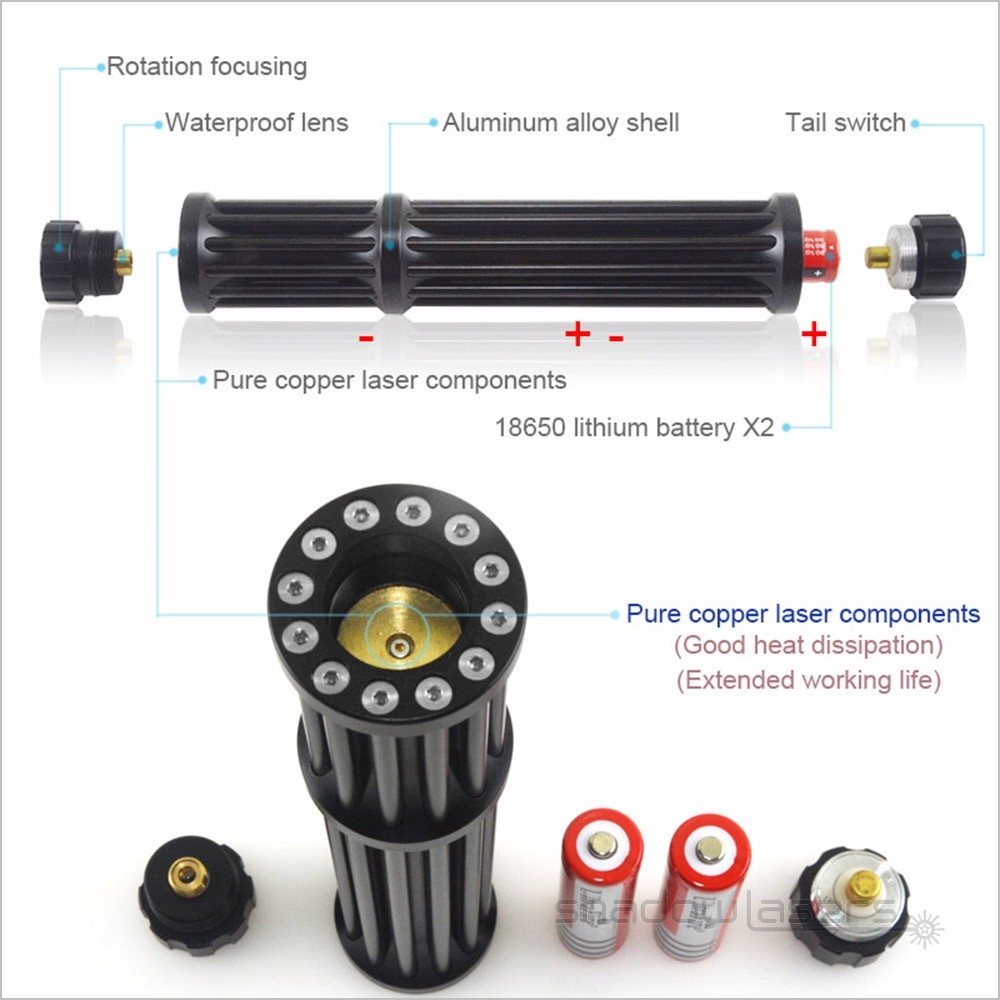 LMX3IG GR Laser Pointer Adjustable Focus 520nm Visible Beam Light Laser+Case
