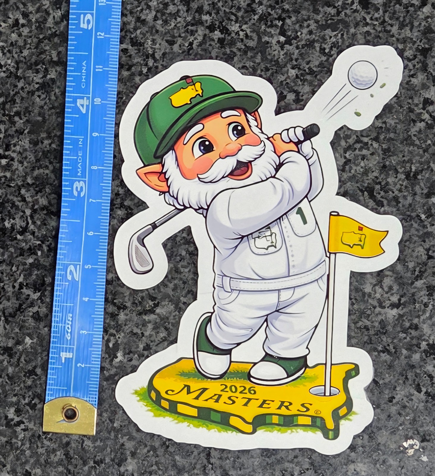 2026 The Masters Golf Gnome Mascot Decal Vinyl Sticker Striking Ball Water Resis