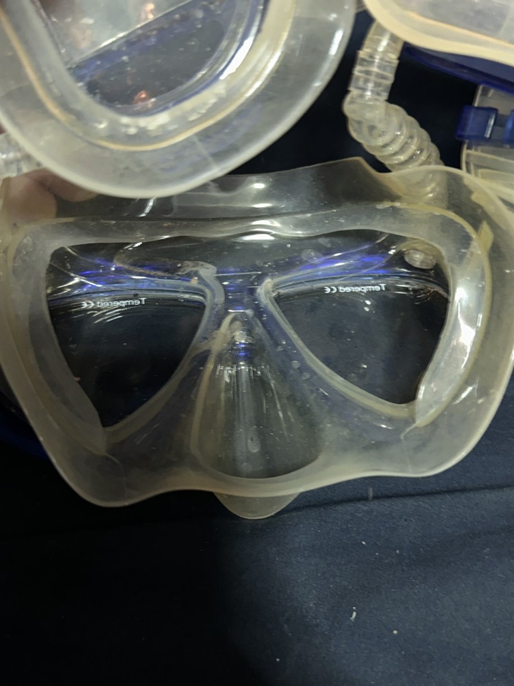 TEMPERED DIVING GOGGLES MASK BLUE WITH EAR COVERS